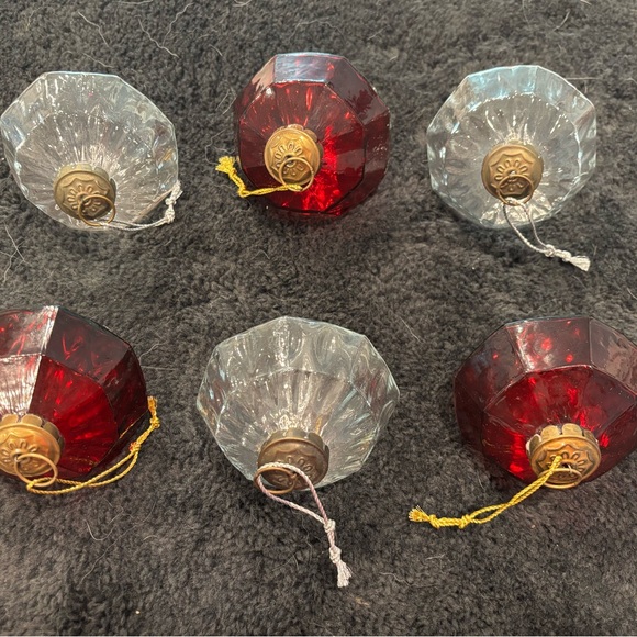 Restoration Hardware Red and Clear Faceted Ornaments - Picture 4 of 4